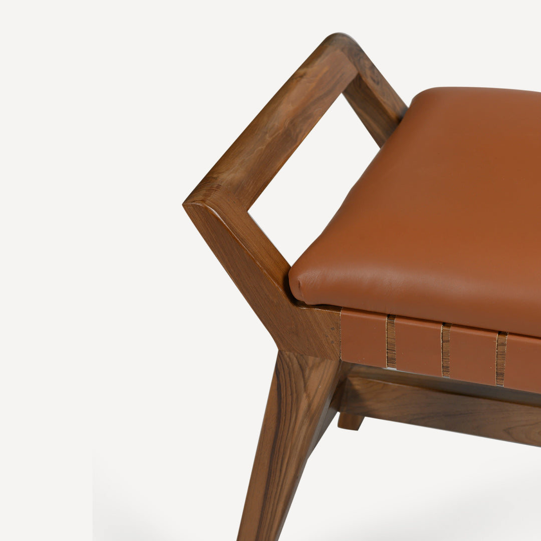 Eco-Chic Teak & Leather Artisan Bench