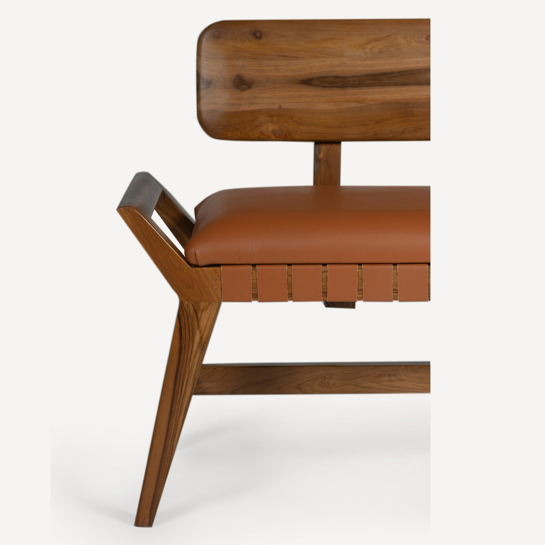 Eco-Chic Teak & Leather Artisan Bench