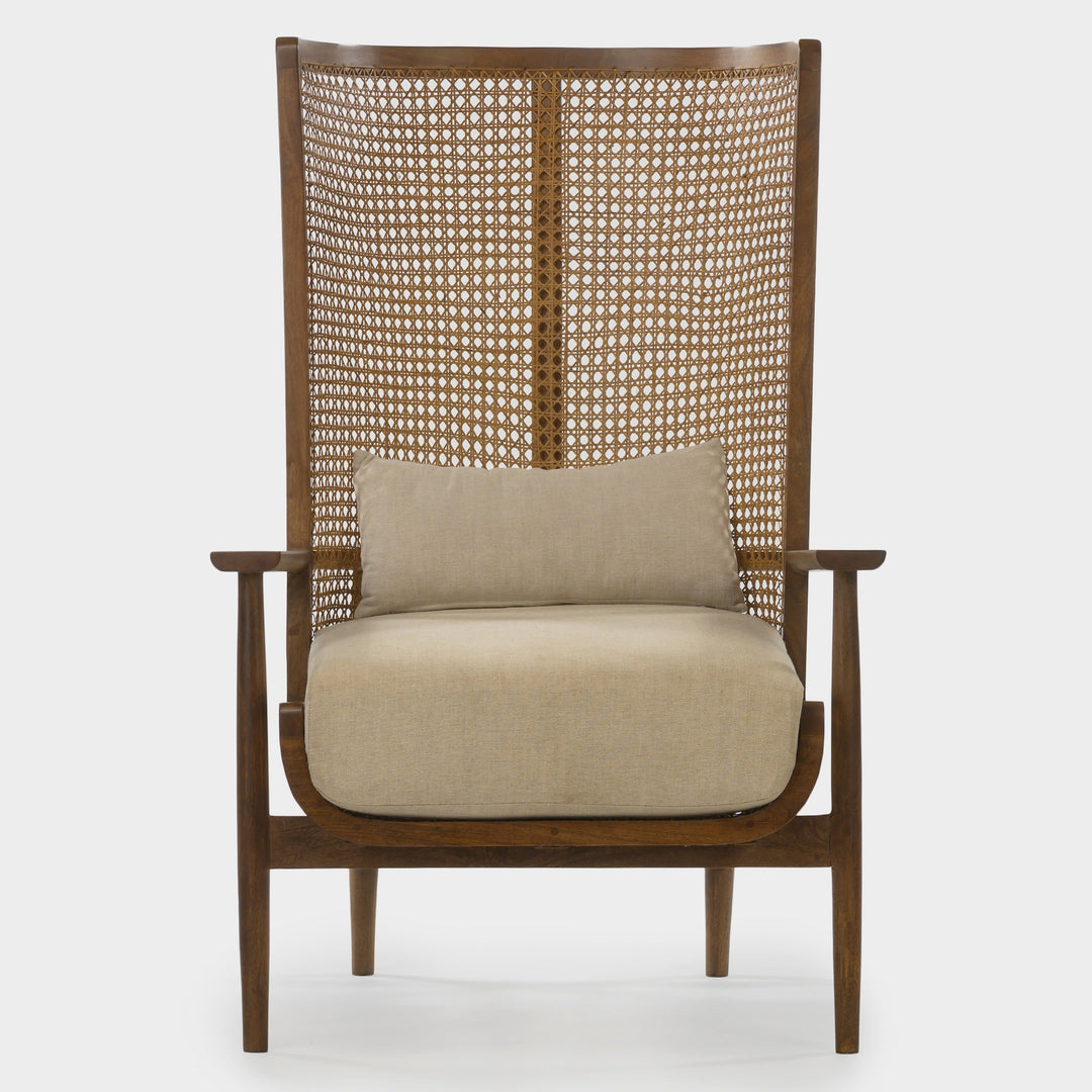 Contemporary Canvas Cane Lounge Chair