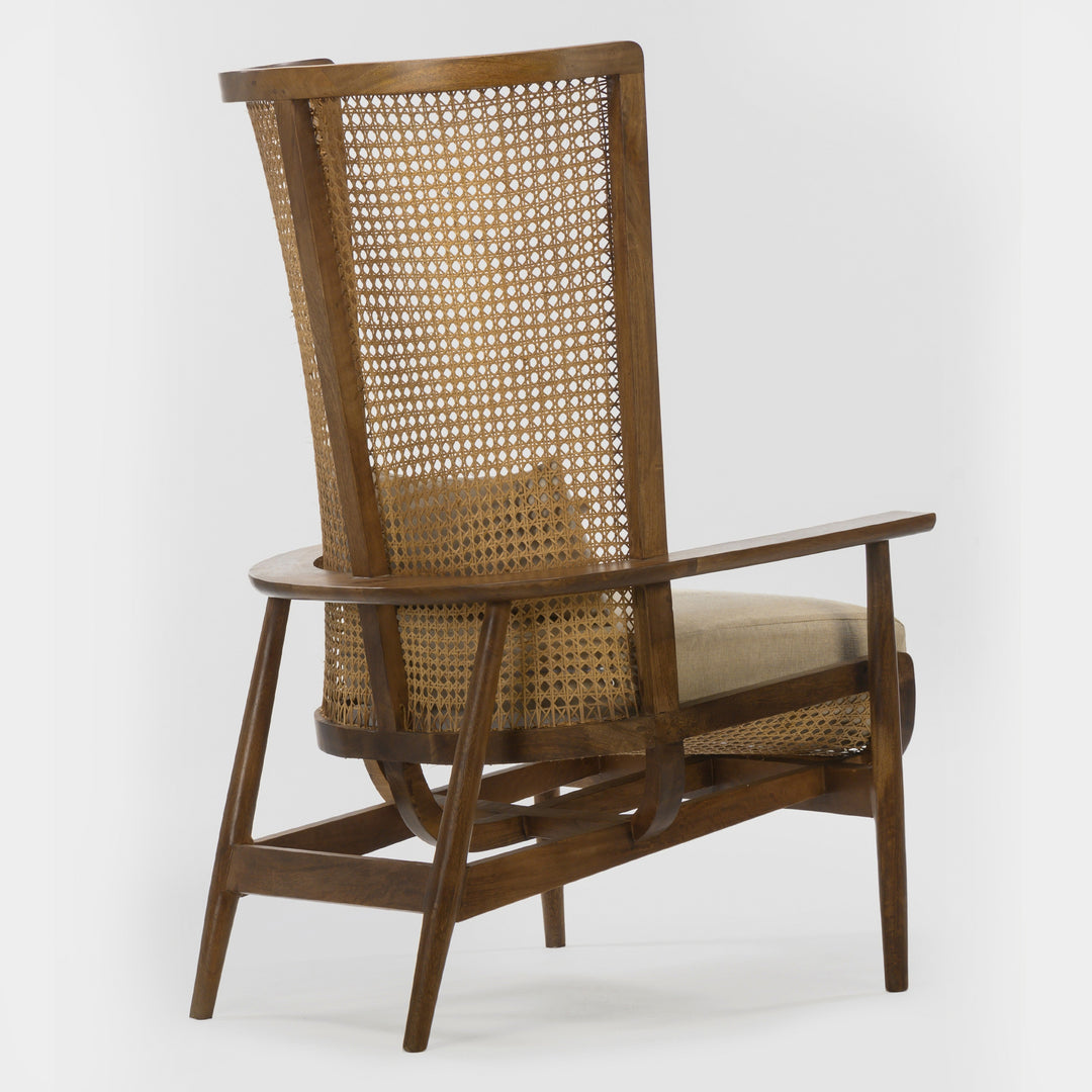 Contemporary Canvas Cane Lounge Chair