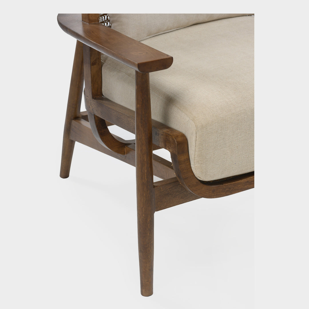 Contemporary Canvas Cane Lounge Chair