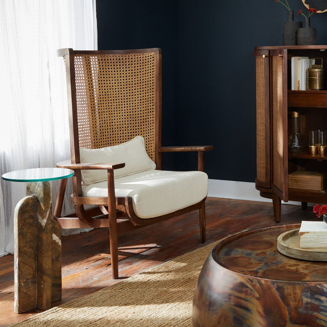 Contemporary Canvas Cane Lounge Chair