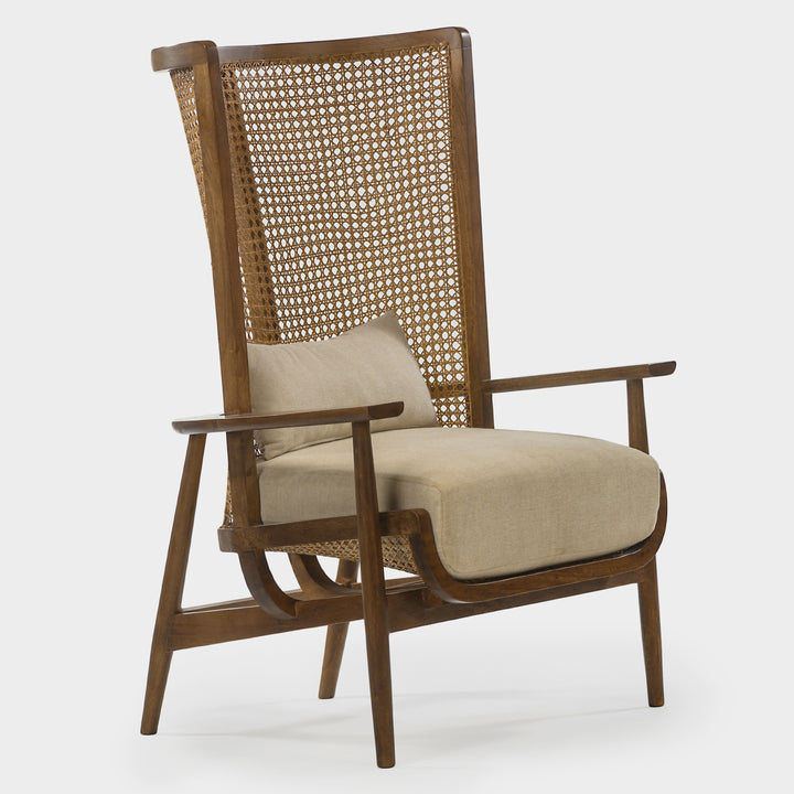 Contemporary Canvas Cane Lounge Chair