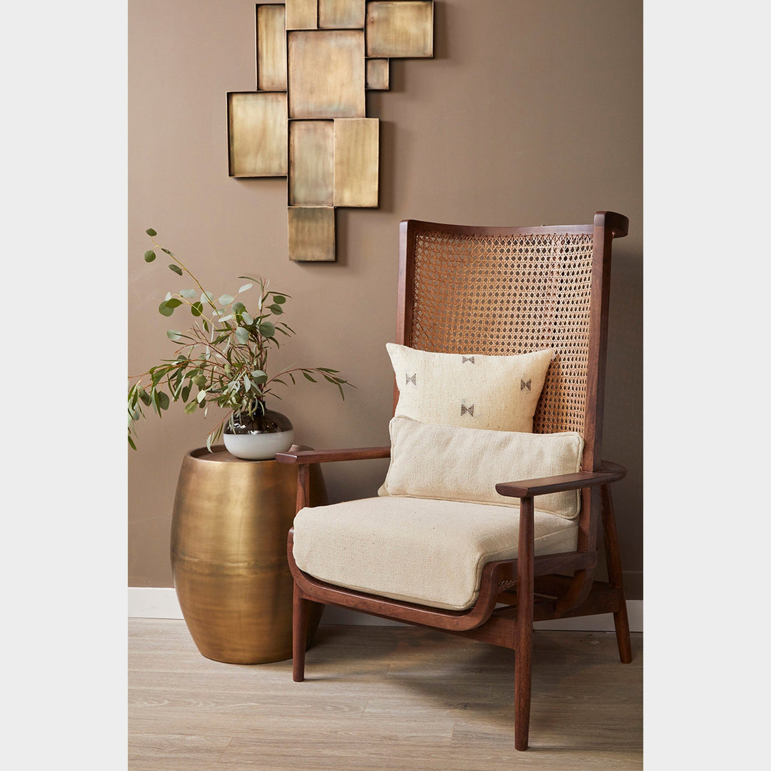 Contemporary Canvas Cane Lounge Chair