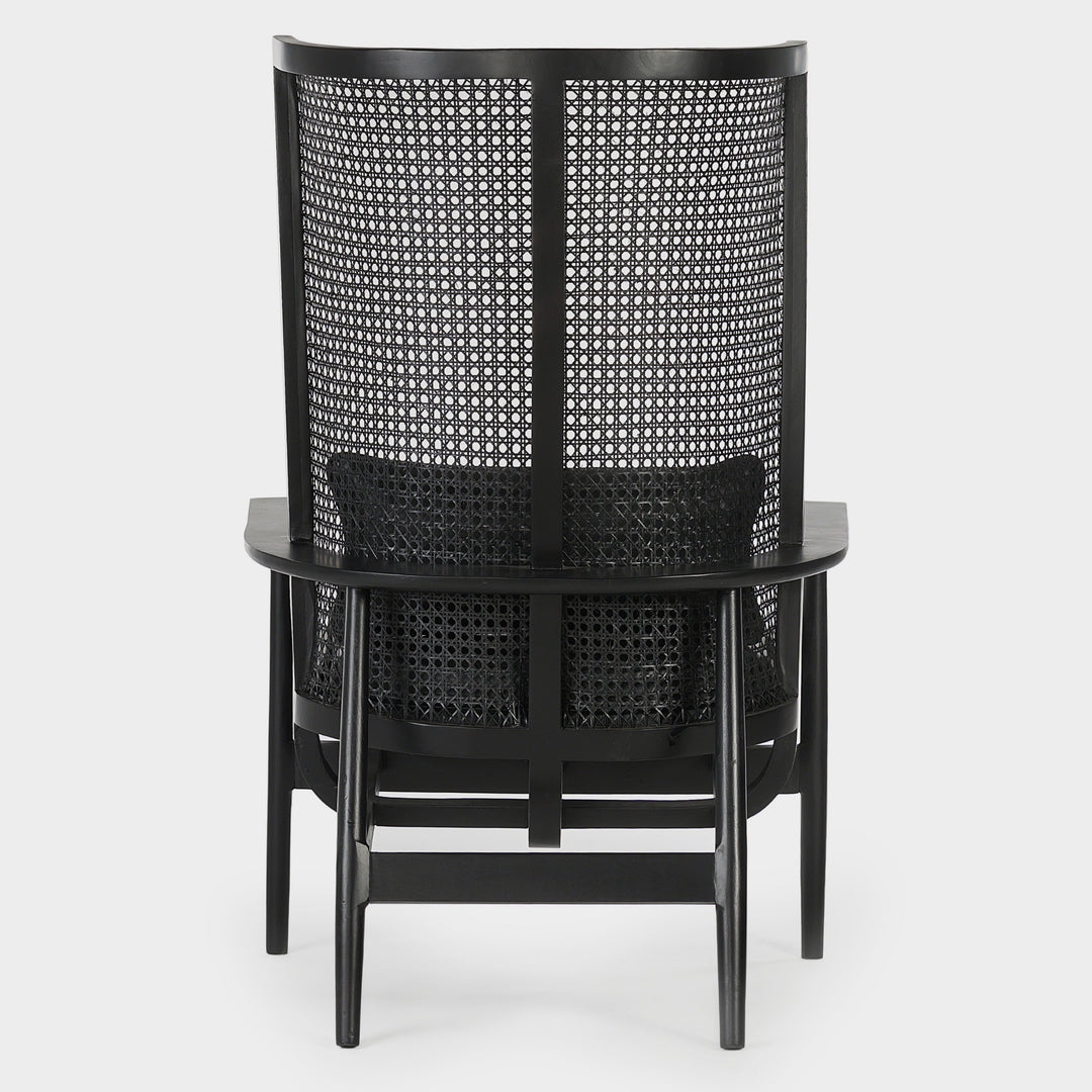Modern Cane Lounge Chair - Ebony Finish