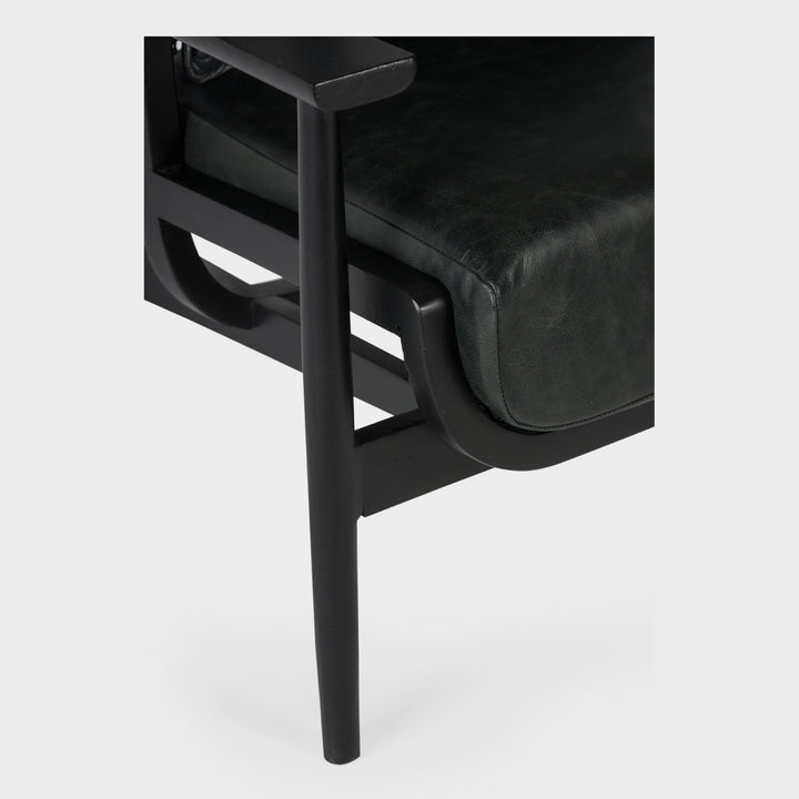 Modern Cane Lounge Chair - Ebony Finish