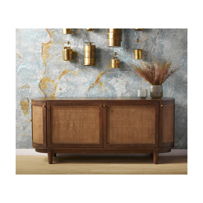 Porto Woven Cane Curved Storage Console