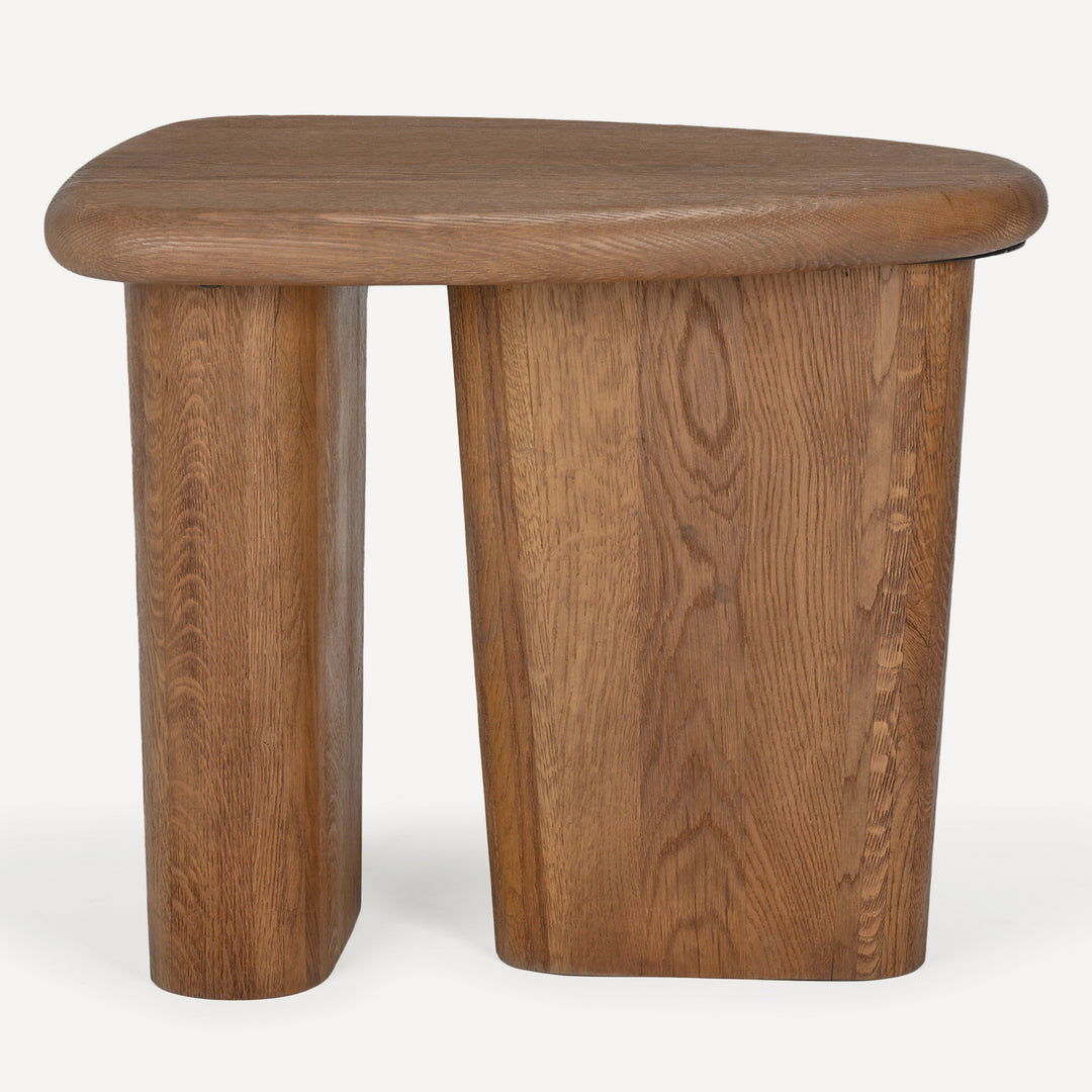 Eco-Chic Solid White Oak Sculpted Table - Toasted Brown