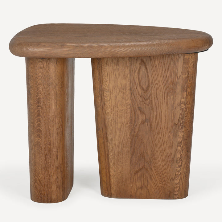 Eco-Chic Solid White Oak Sculpted Table - Toasted Brown