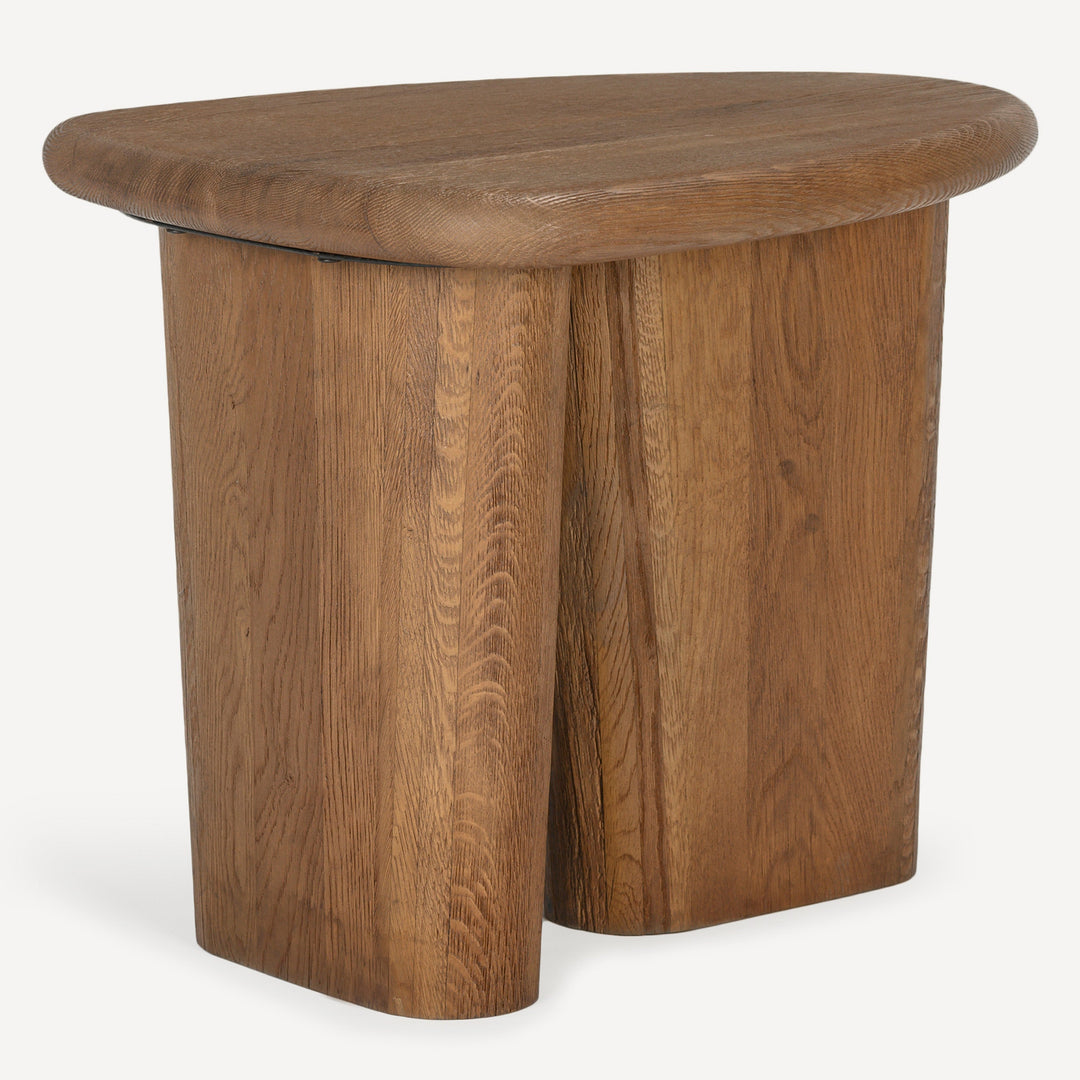 Eco-Chic Solid White Oak Sculpted Table - Toasted Brown