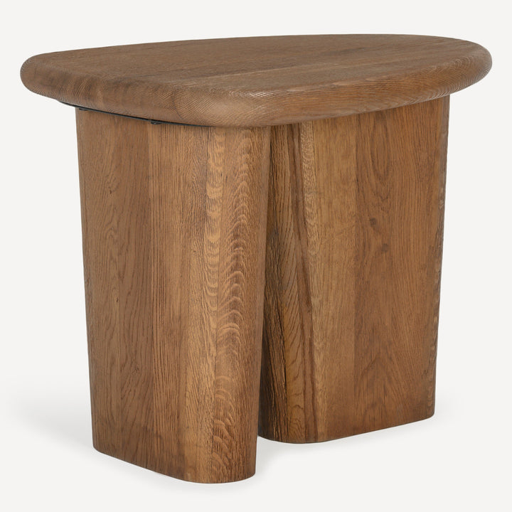 Eco-Chic Solid White Oak Sculpted Table - Toasted Brown