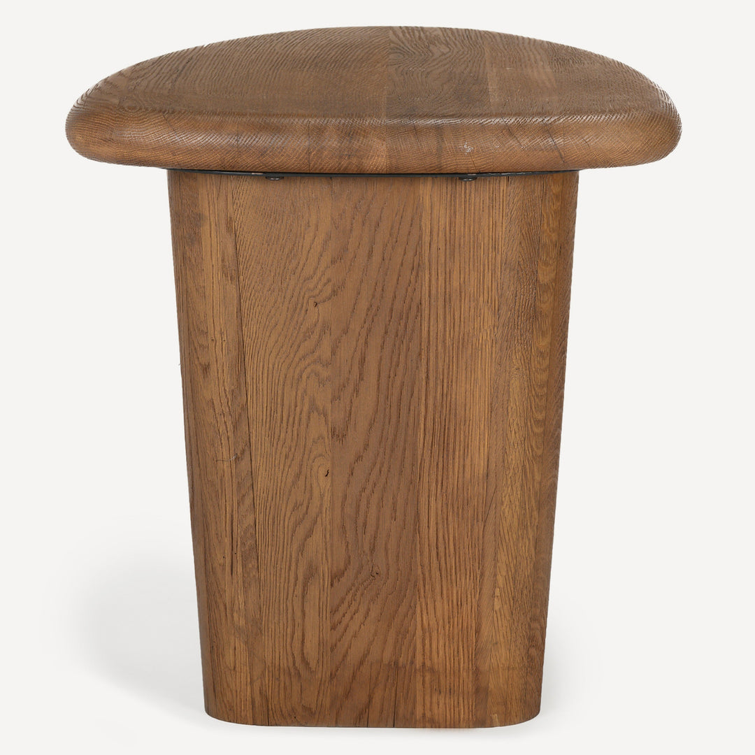 Eco-Chic Solid White Oak Sculpted Table - Toasted Brown