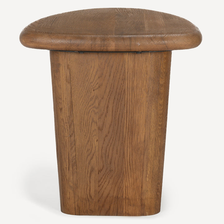 Eco-Chic Solid White Oak Sculpted Table - Toasted Brown