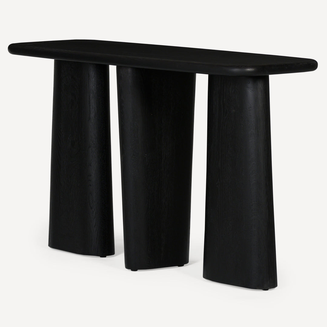 Eco-Modern Artisanal Oak Console Table - Graphite Finish