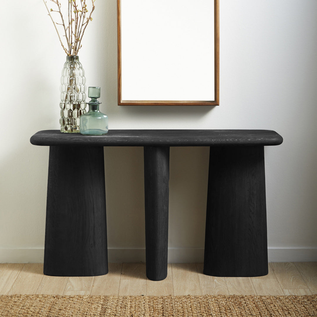 Eco-Modern Artisanal Oak Console Table - Graphite Finish