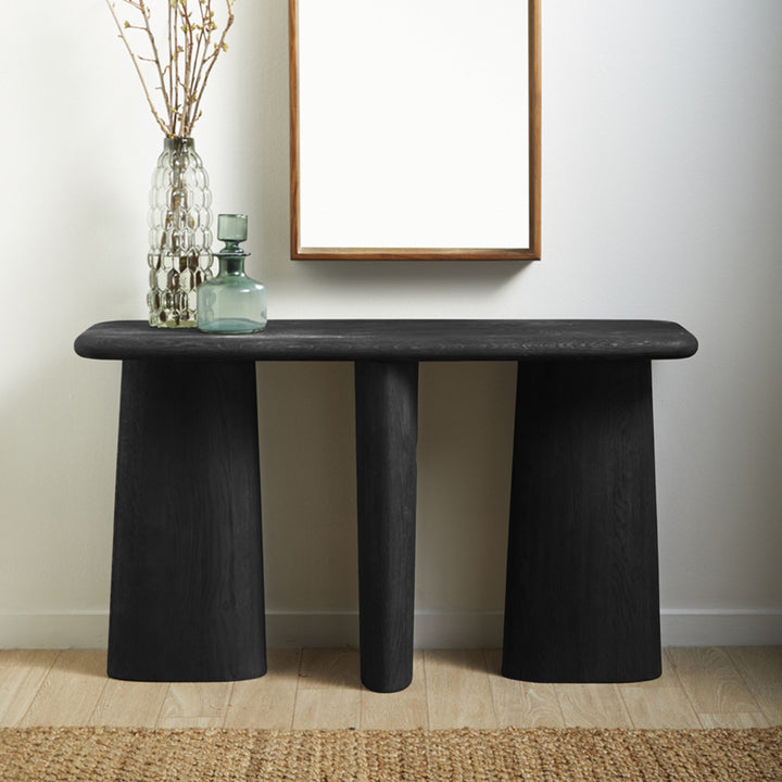 Eco-Modern Artisanal Oak Console Table - Graphite Finish