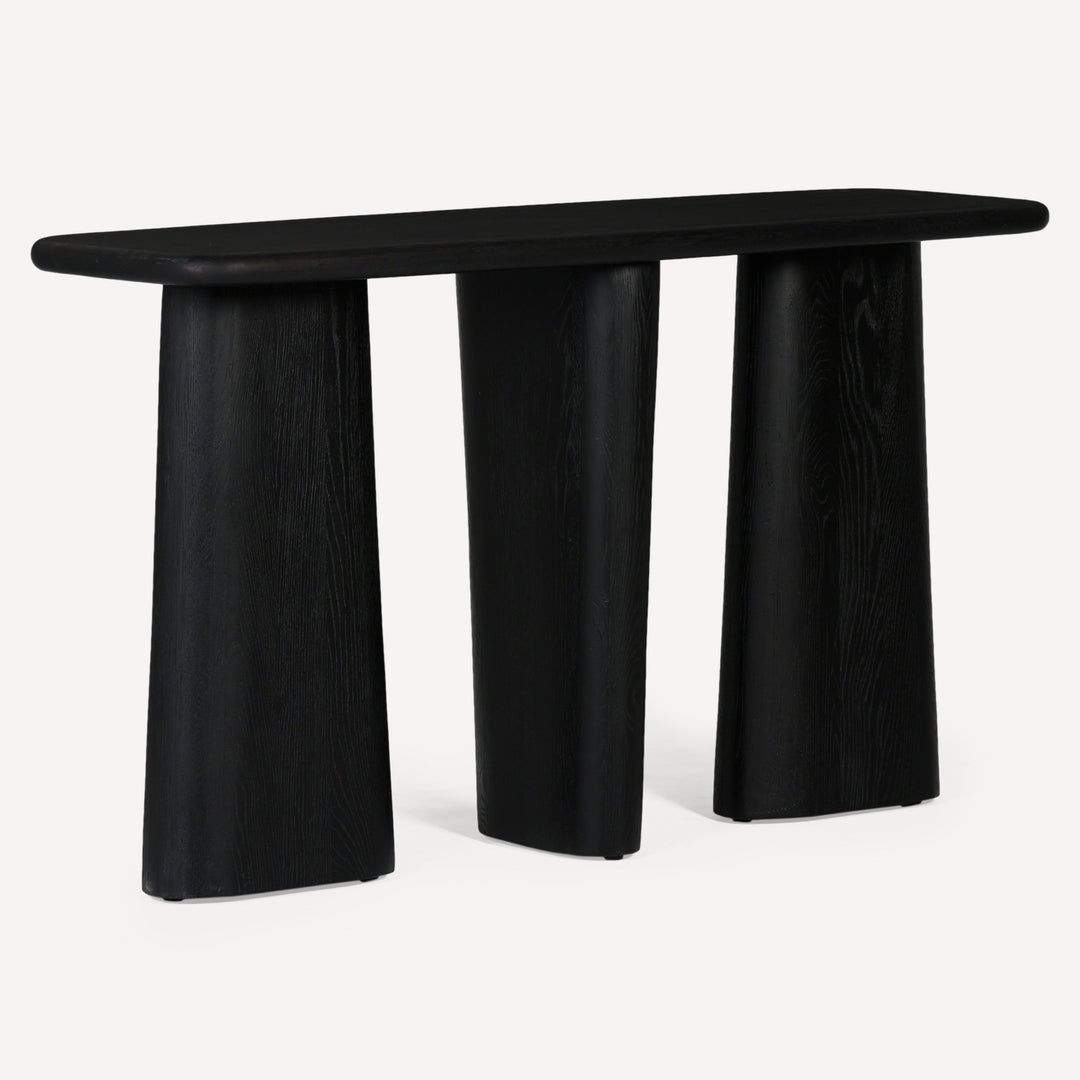 Eco-Modern Artisanal Oak Console Table - Graphite Finish