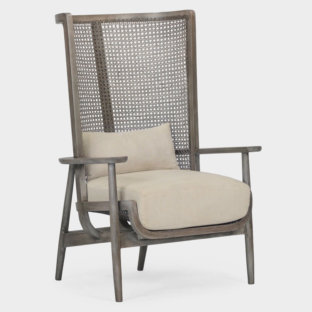 Modern Plantation-Woven Cane Lounge Chair - Charcoal Gray