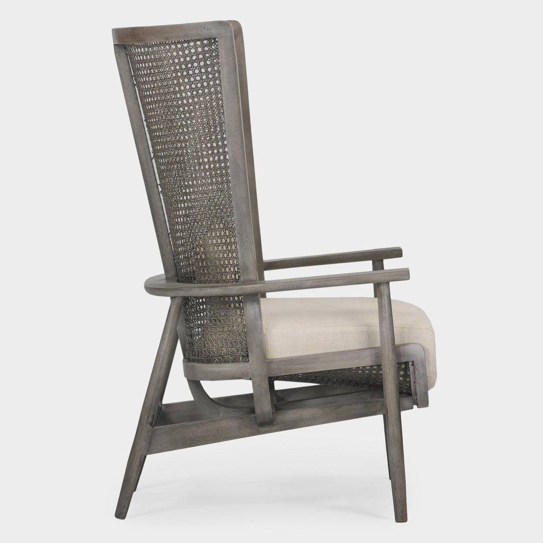 Modern Plantation-Woven Cane Lounge Chair - Charcoal Gray