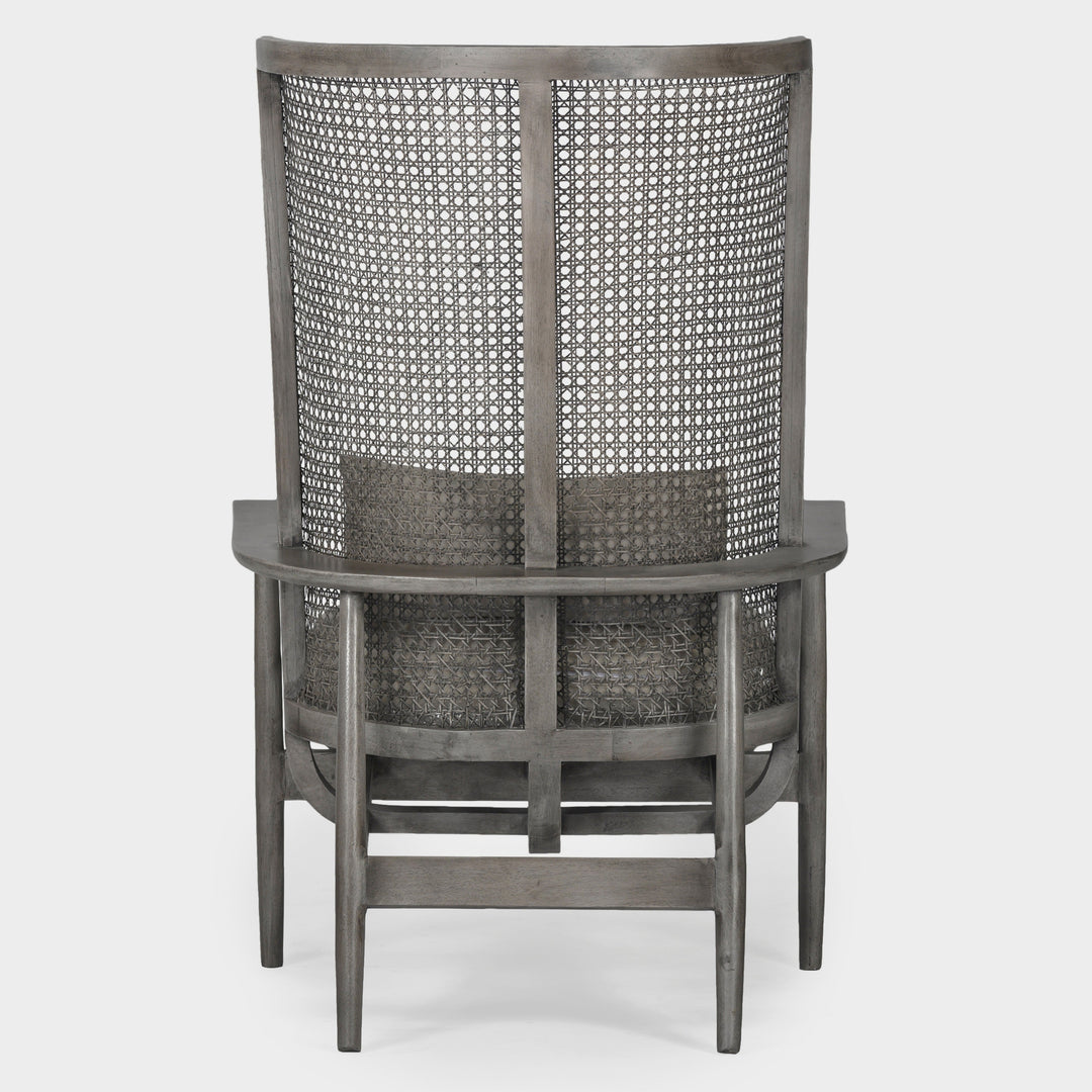Modern Plantation-Woven Cane Lounge Chair - Charcoal Gray