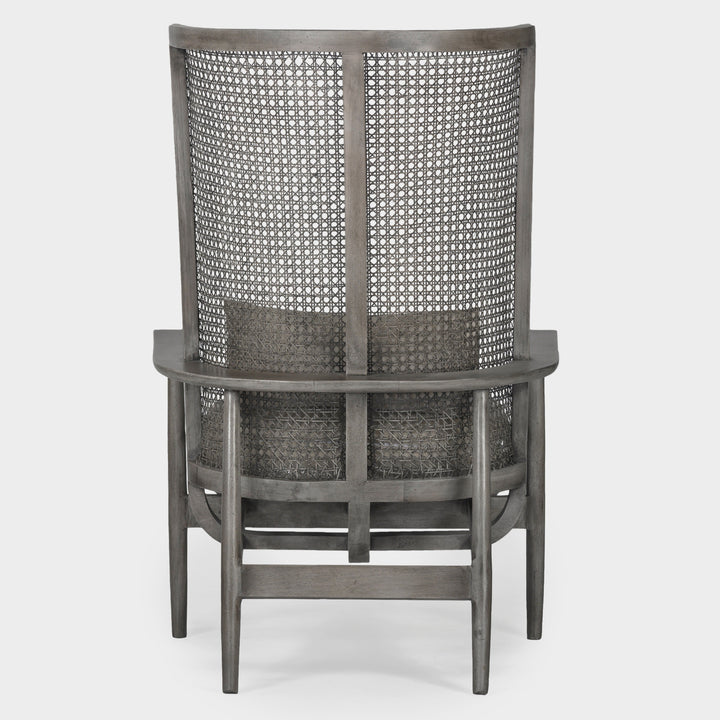 Modern Plantation-Woven Cane Lounge Chair - Charcoal Gray