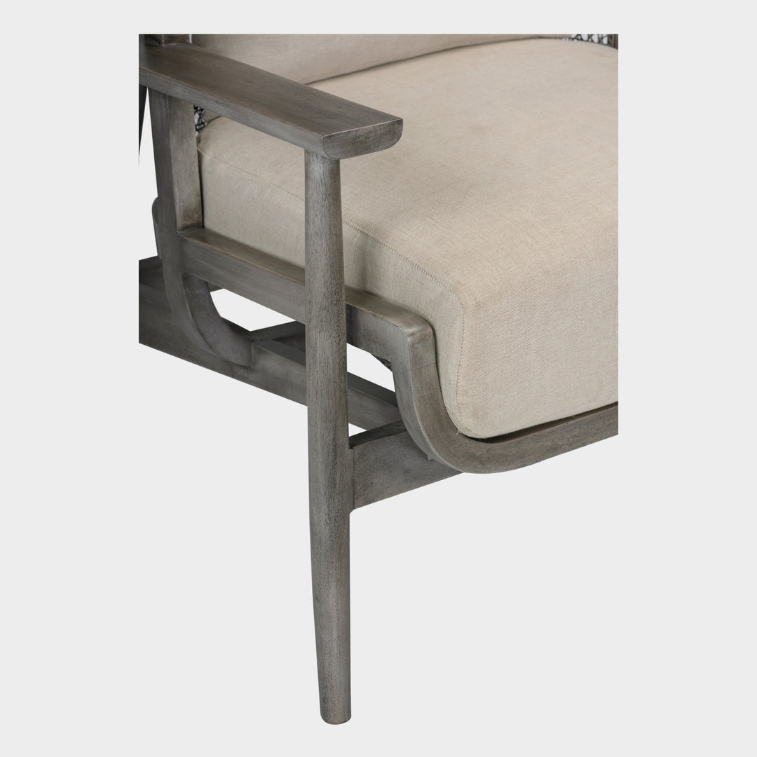 Modern Plantation-Woven Cane Lounge Chair - Charcoal Gray