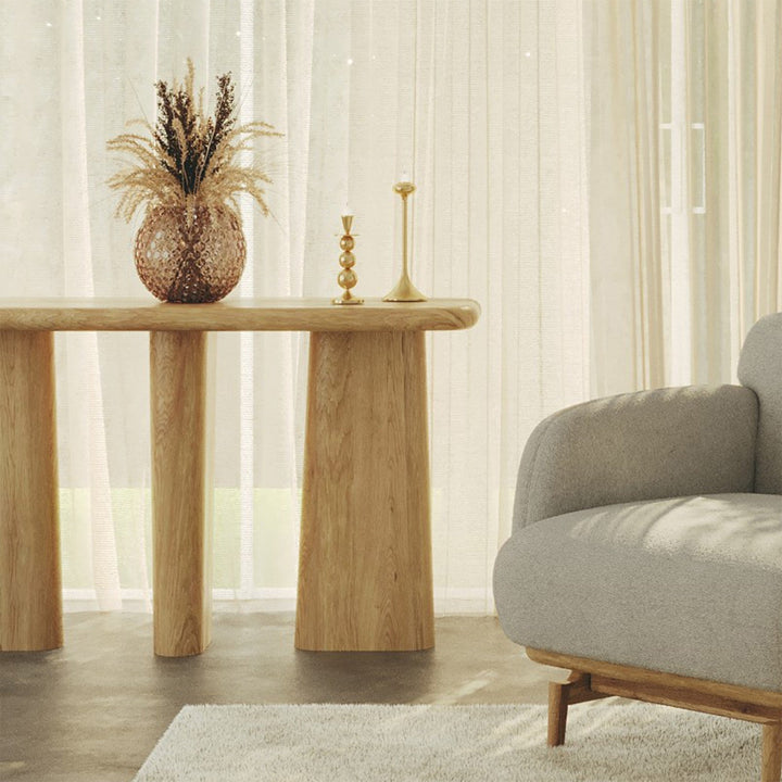 Eco-Chic Oak Sculpture Console Table