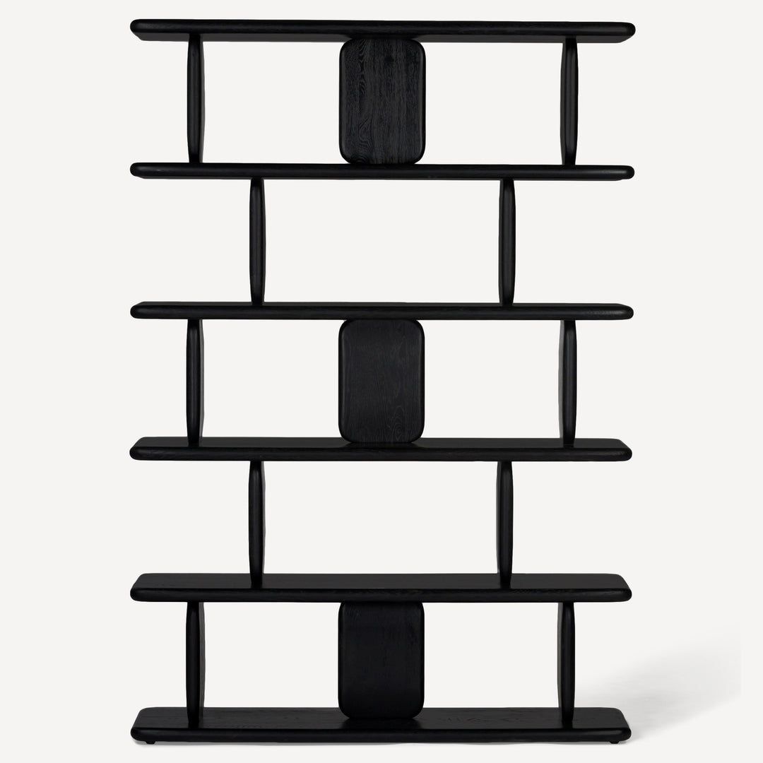 Nature-Inspired Matte Oak Bookcase - Charcoal