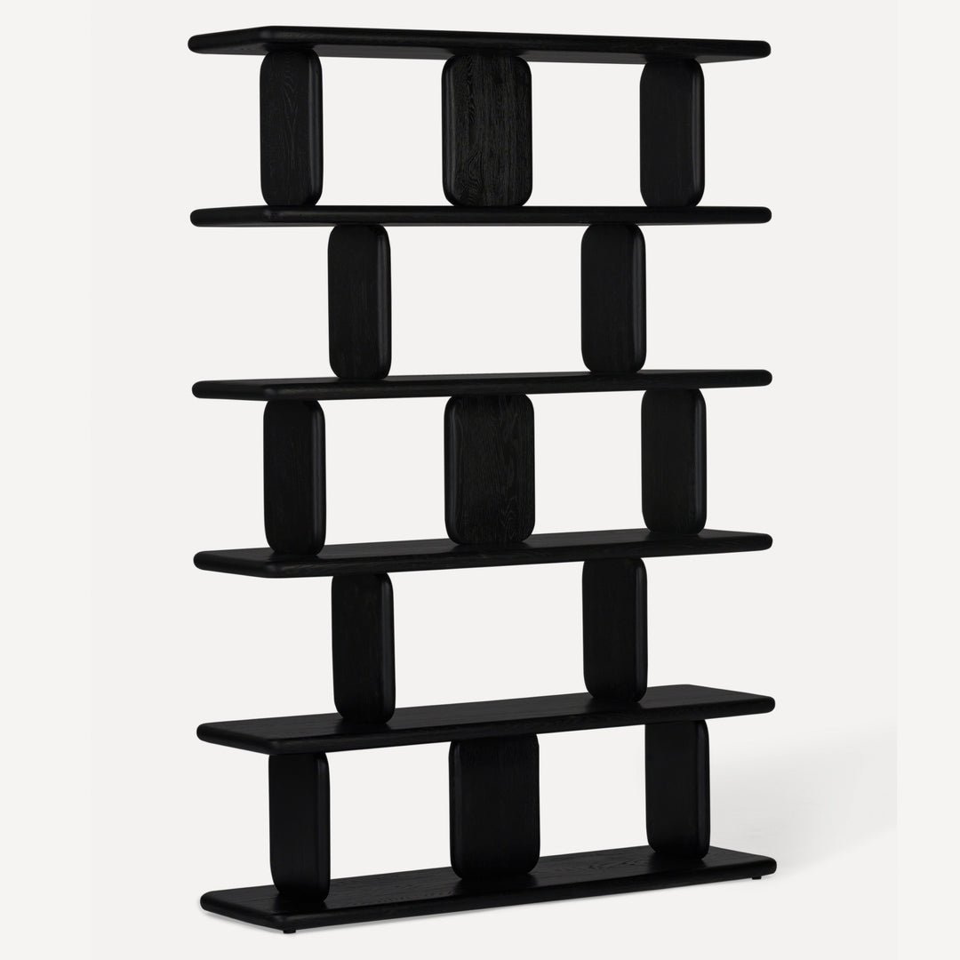 Nature-Inspired Matte Oak Bookcase - Charcoal