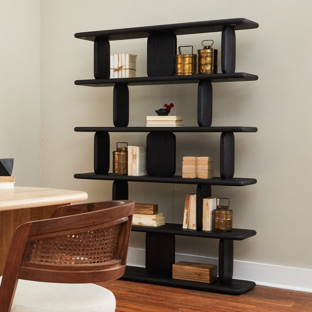 Nature-Inspired Matte Oak Bookcase - Charcoal