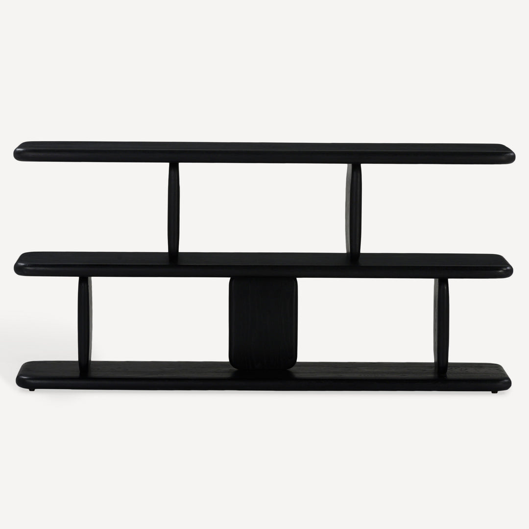 Eco-Chic Matte White Wire Brushed Oak Low Shelving