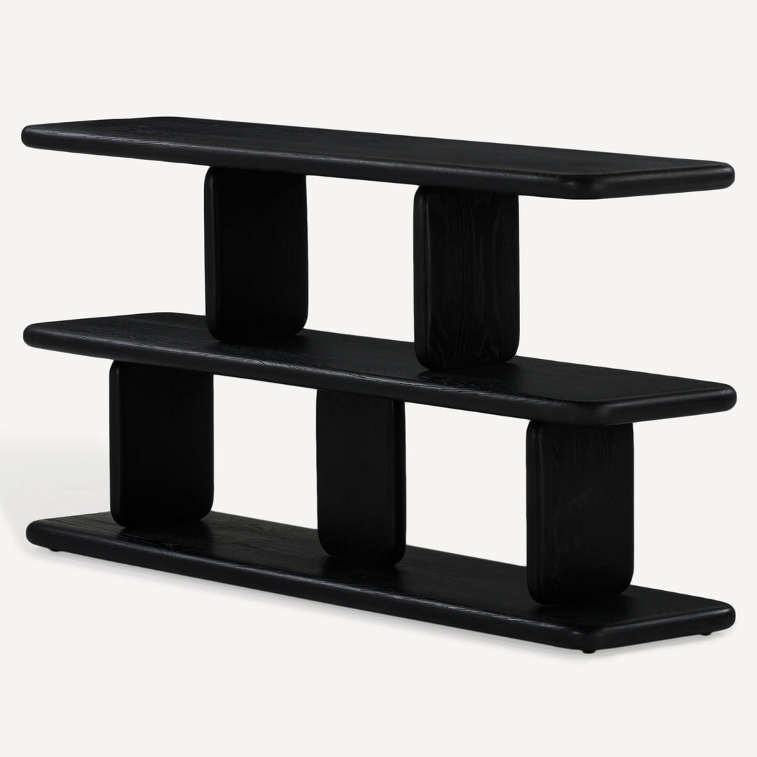 Eco-Chic Matte White Wire Brushed Oak Low Shelving