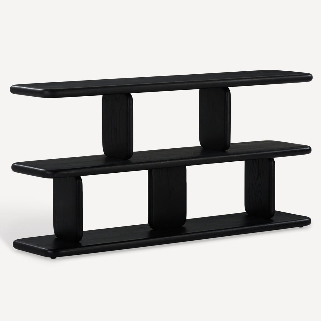 Eco-Chic Matte White Wire Brushed Oak Low Shelving