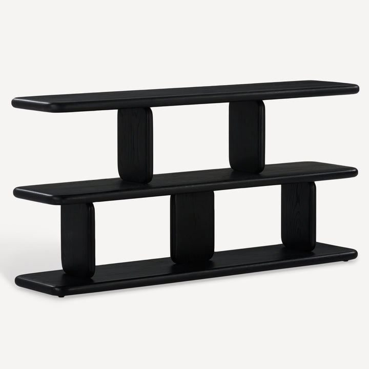 Eco-Chic Matte White Wire Brushed Oak Low Shelving