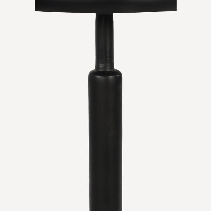 Modern Stone Inlay Aluminum Drink Table - Matte Black