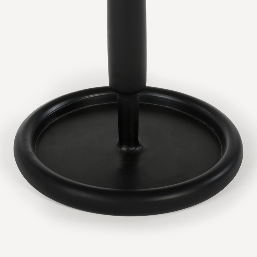 Modern Stone Inlay Aluminum Drink Table - Matte Black