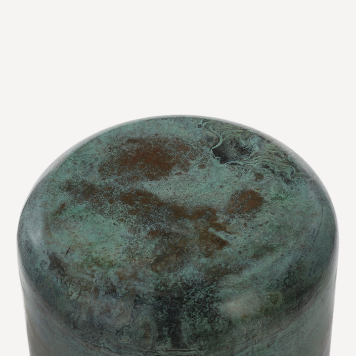 Aged-Charm Patina Drum Table