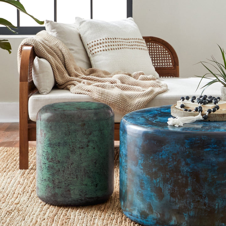 Aged-Charm Patina Drum Table