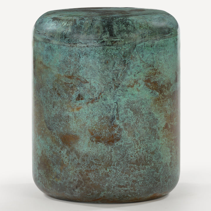 Aged-Charm Patina Drum Table