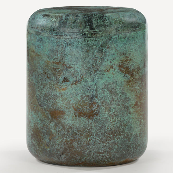 Aged-Charm Patina Drum Table