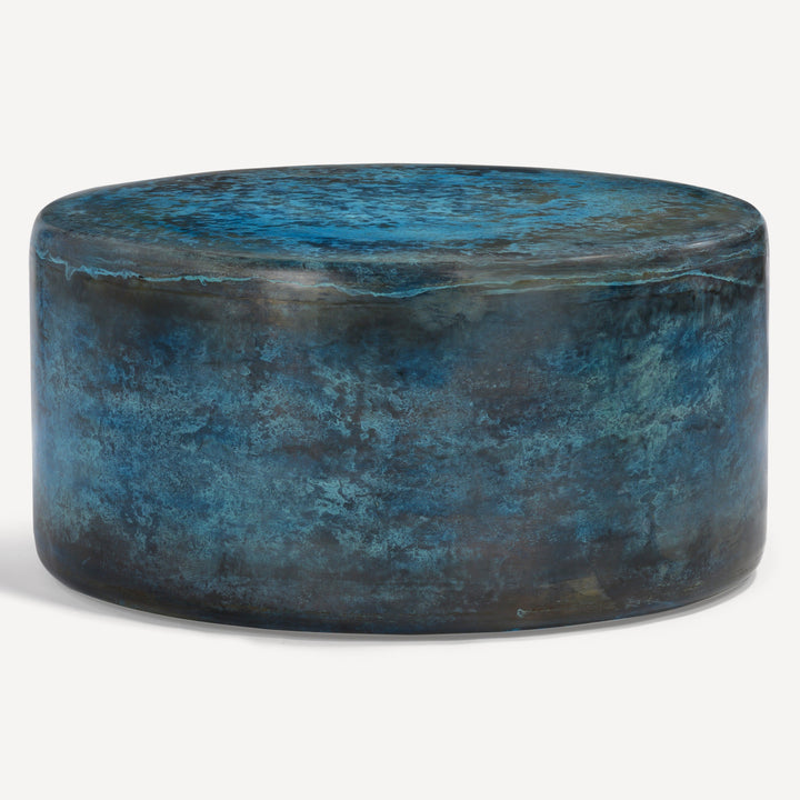 Aged Vista Patina Metal Drum Table