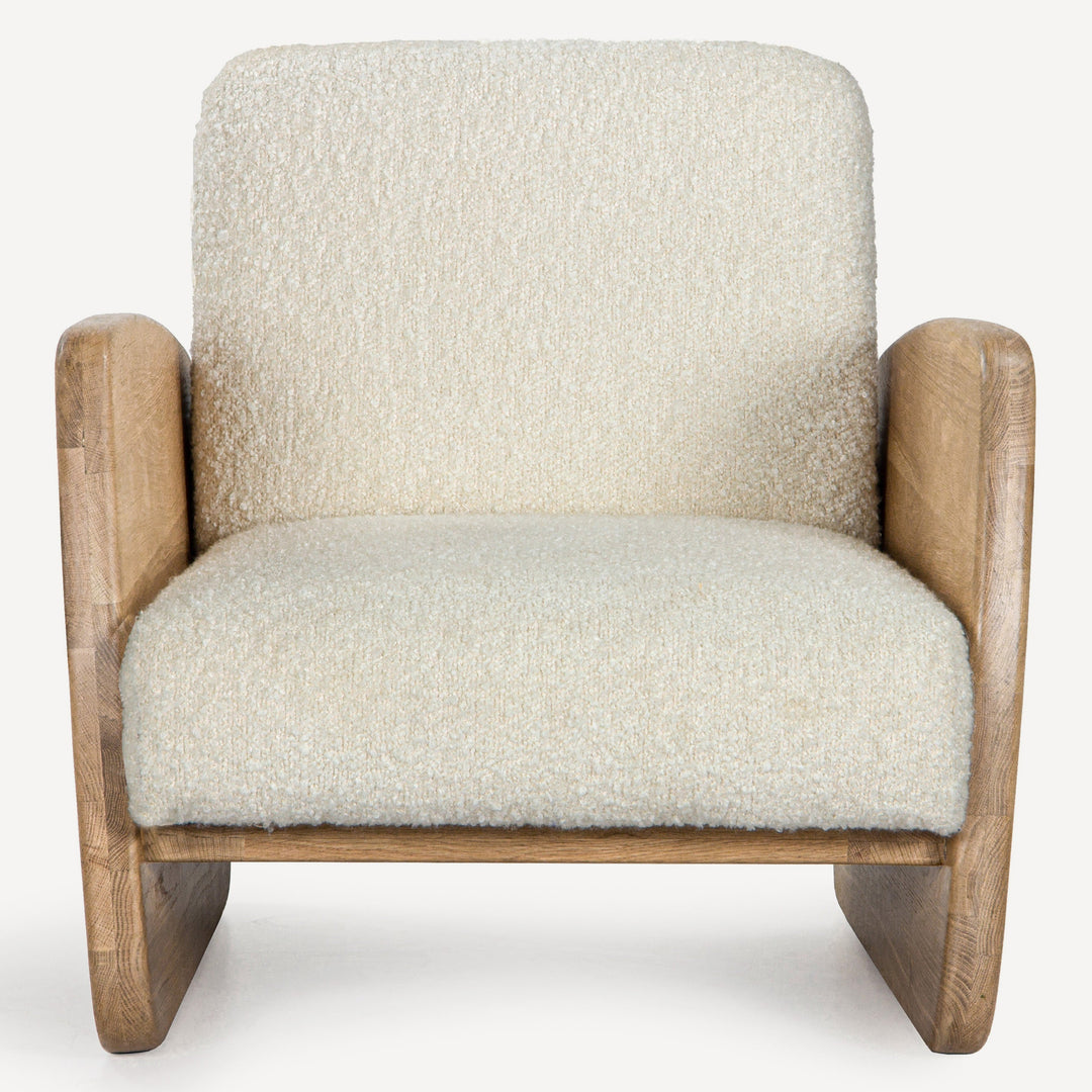 Nature-Inspired Modern Boucle Lounger in Solid White Oak