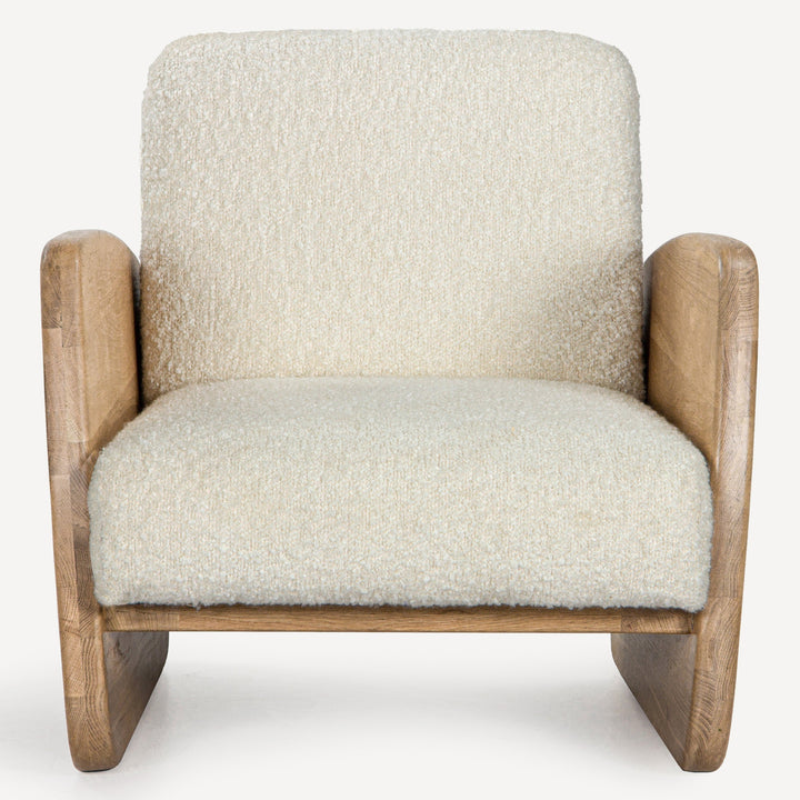 Nature-Inspired Modern Boucle Lounger in Solid White Oak
