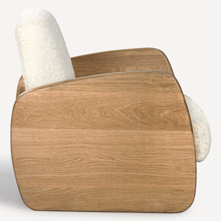 Nature-Inspired Modern Boucle Lounger in Solid White Oak