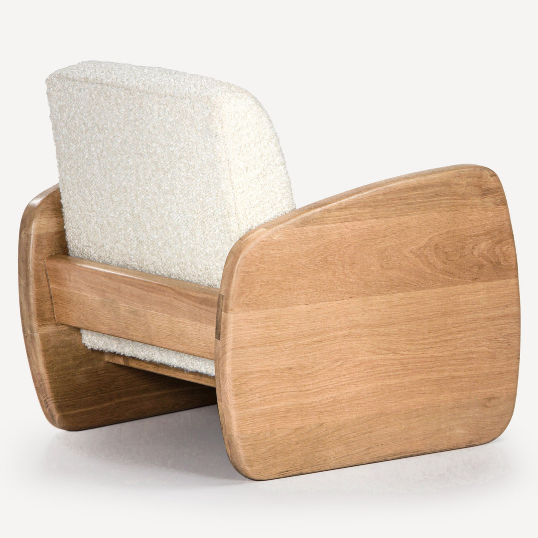 Nature-Inspired Modern Boucle Lounger in Solid White Oak
