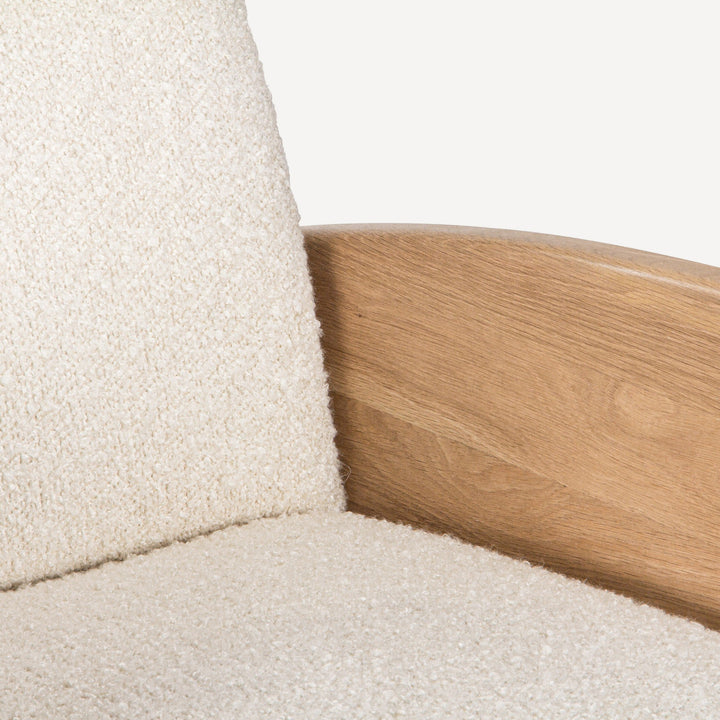 Nature-Inspired Modern Boucle Lounger in Solid White Oak