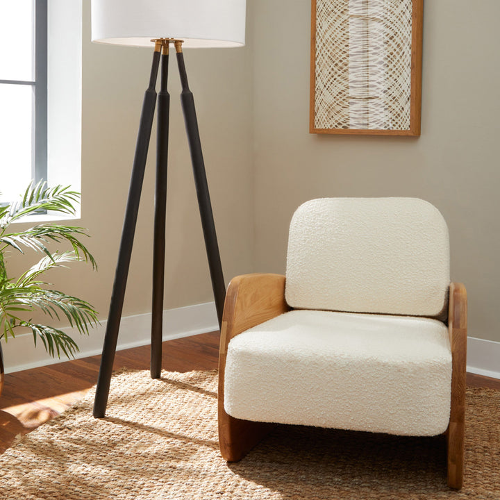 Nature-Inspired Modern Boucle Lounger in Solid White Oak