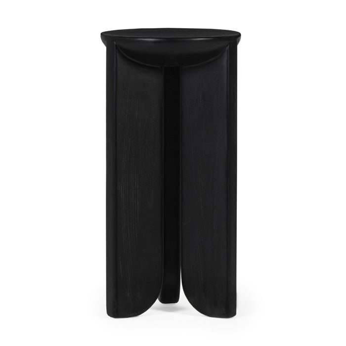 Industrial-Chic Tall Oak Side Table