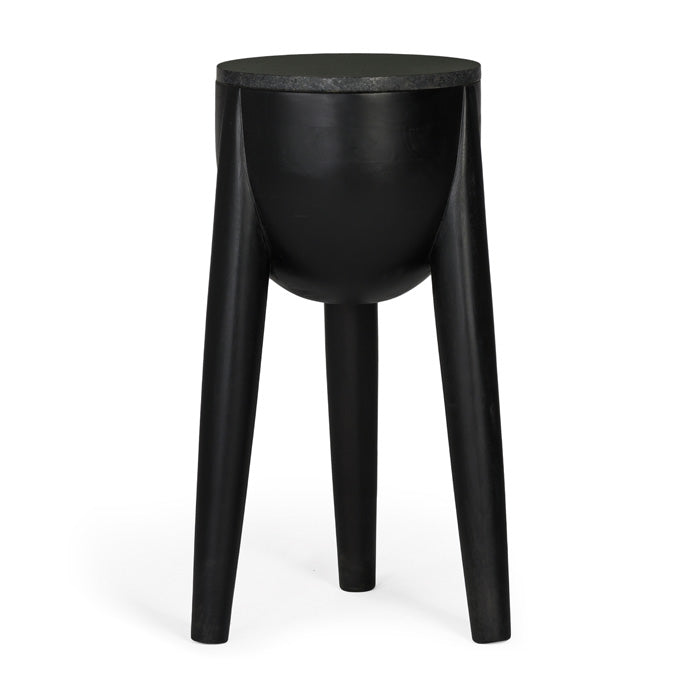 Vogue Charm Tall Hardwood Table with Marble Top - Charcoal Hue