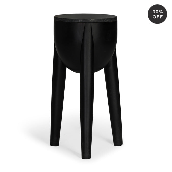 Vogue Charm Tall Hardwood Table with Marble Top - Charcoal Hue